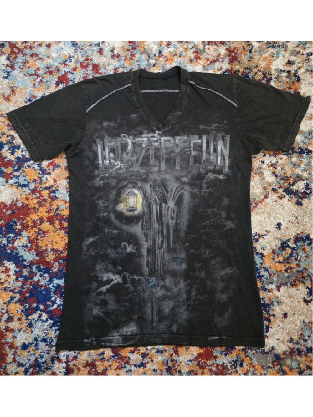 Led Zeppelin Stairway To Heaven The Hermit Graphic T-Shirt Gray Acid Wash L